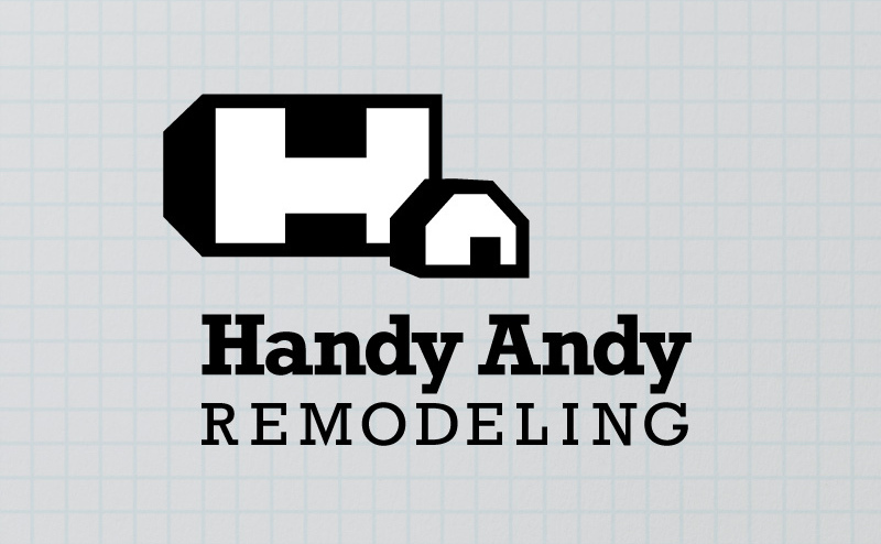 Image: The logo for a remodeling company against a graph-paper blue grid background.